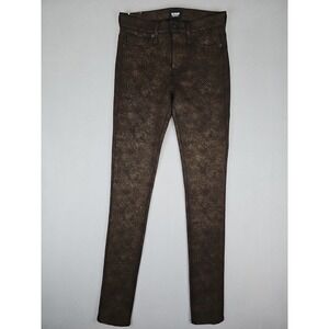 Hudson Pants Women's 25x30 Black Gold Flaked Nico Midrise Super Skinny Stretch